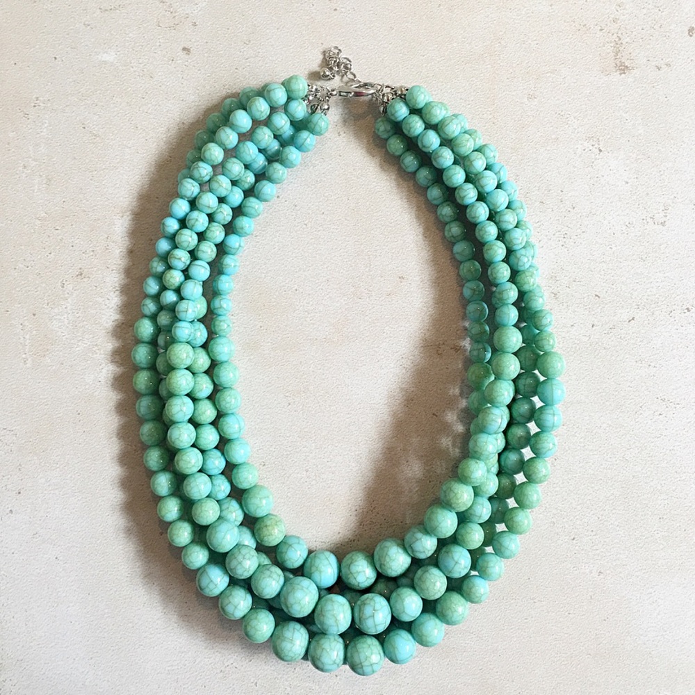 Handmade turquoise multi strand necklace - Picture 6 of 6